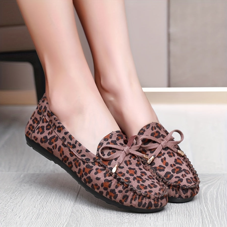 Women's Leopard Print Slip-On Loafers Lightweight Casual Non-Slip Shoes
