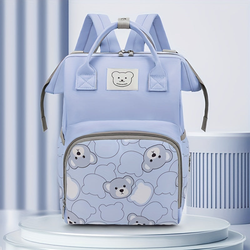 Lightweight Waterproof Baby Backpack with Bear Motif for Moms on the Go