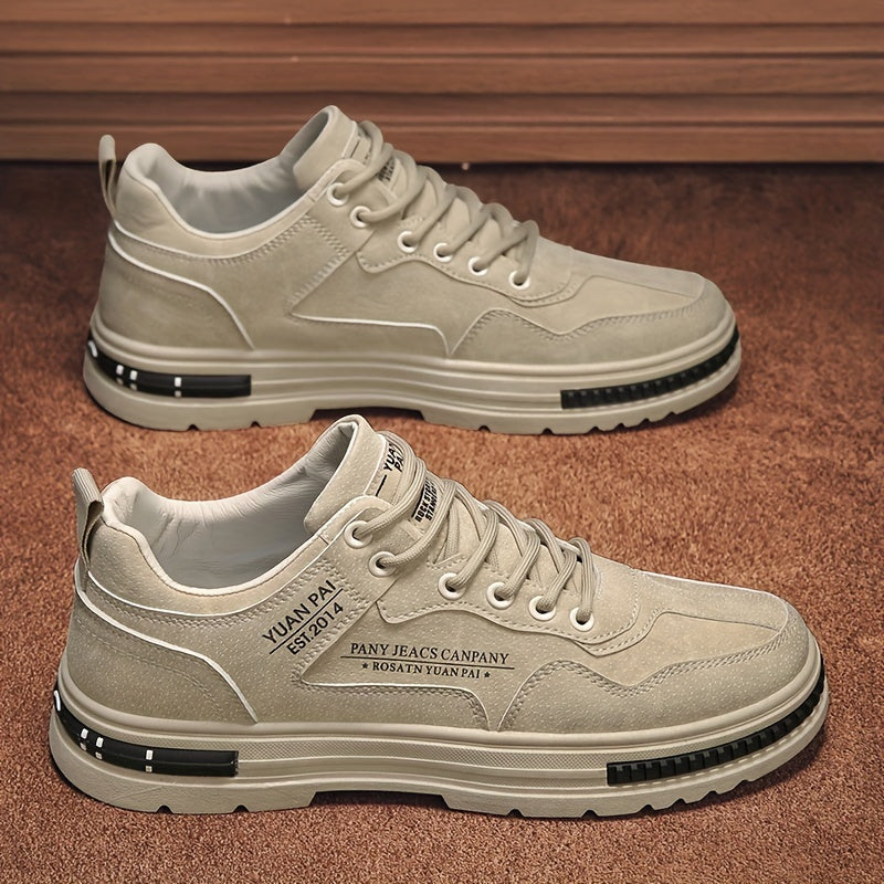 Men's Casual Skate Shoes Low Top Leather Canvas Durable Outdoor All-Season