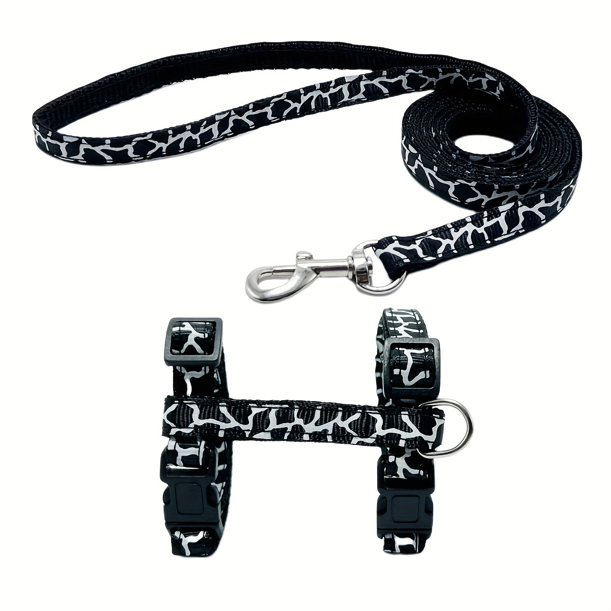 Adjustable Cartoon-Print Cat Harness with Leash Soft Polyester Escape-Proof Small Pets