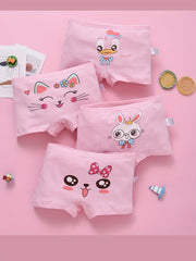 Toddler Girls Cotton Underwear Pack of 4 Breathable Soft Cute Animal Patterns