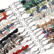 Set of 12 Natural Stone Bracelets Amethyst Tiger Eye Obsidian Adjustable Women Jewelry