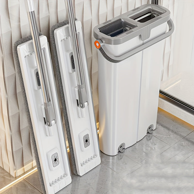 All-in-One Mop and Bucket Set with Water Release and Space-Saving Design