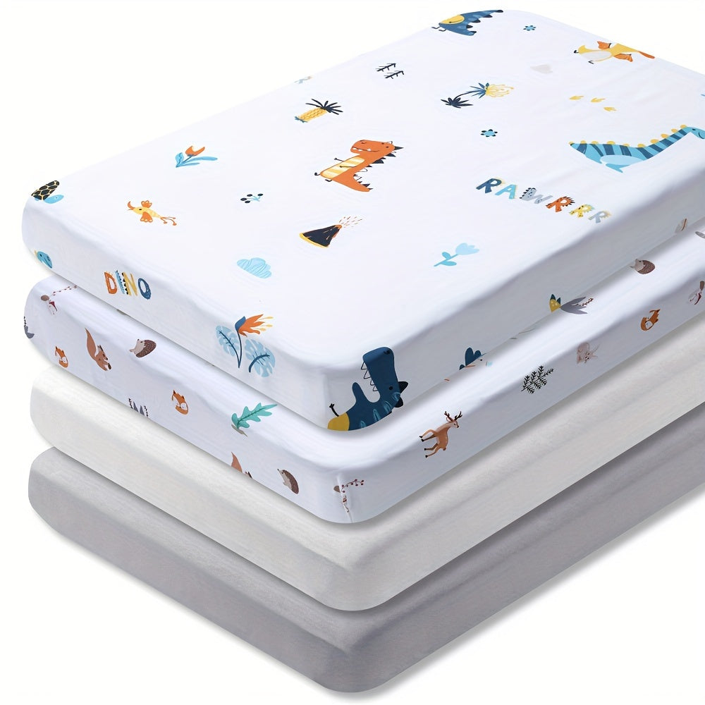 4-Pack Microfiber Fitted Crib Sheets for Baby Boys and Girls 28x52 Inches