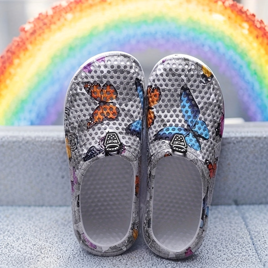 Women's Breathable Butterfly Print Summer Shoes Lightweight EVA Casual Footwear