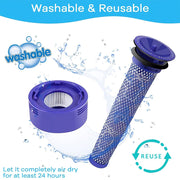 Dyson V8 va V7 Absolute Animal vakuum tozalagichi uchun aksessuar to'plami - 4 qismdan iborat to'plam, 2 ta HEPA post filtri, 2 ta old filtr va bir cho'tka, barchasi yuqori samarali almashtirish qismlari.