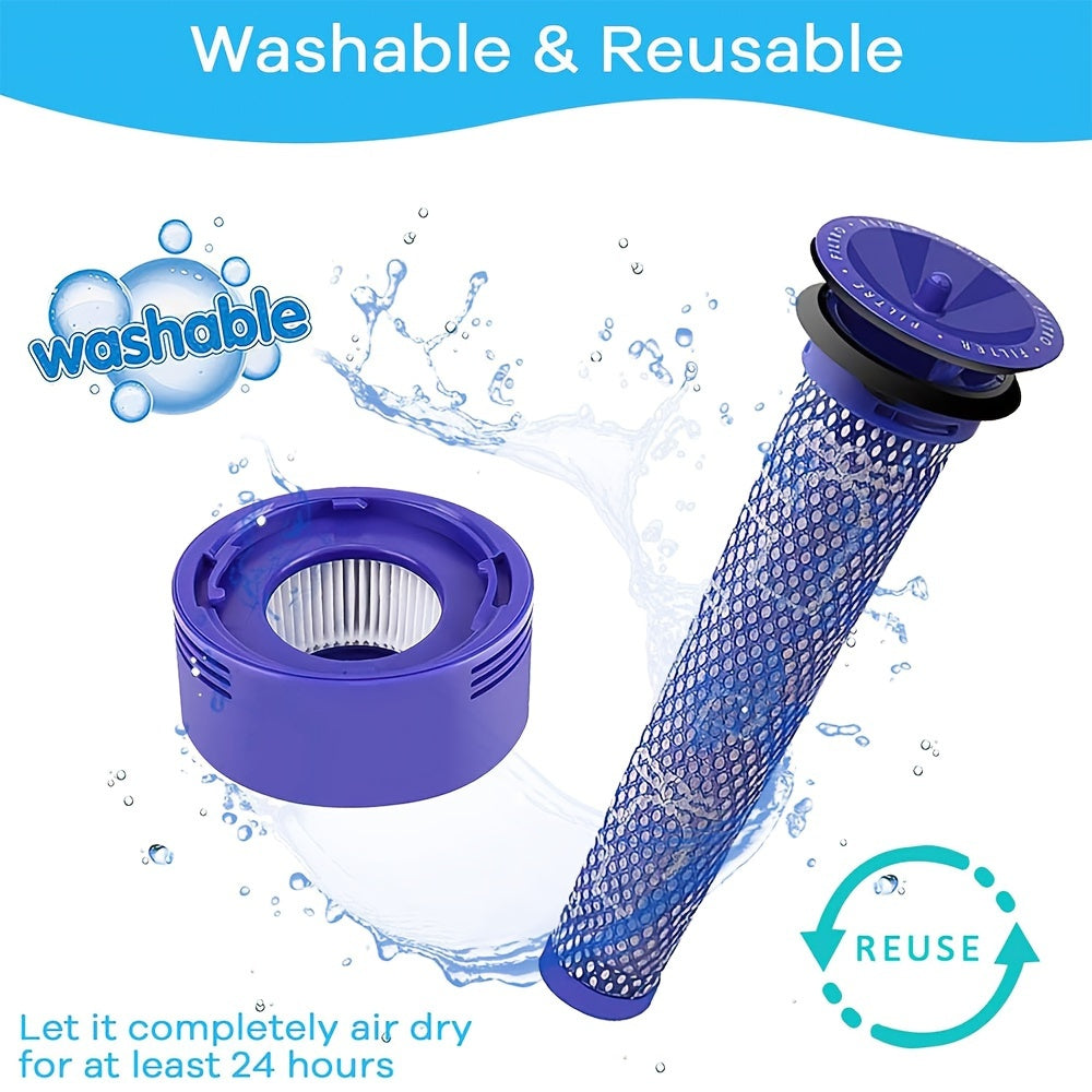 Dyson V8 va V7 Absolute Animal vakuum tozalagichi uchun aksessuar to'plami - 4 qismdan iborat to'plam, 2 ta HEPA post filtri, 2 ta old filtr va bir cho'tka, barchasi yuqori samarali almashtirish qismlari.