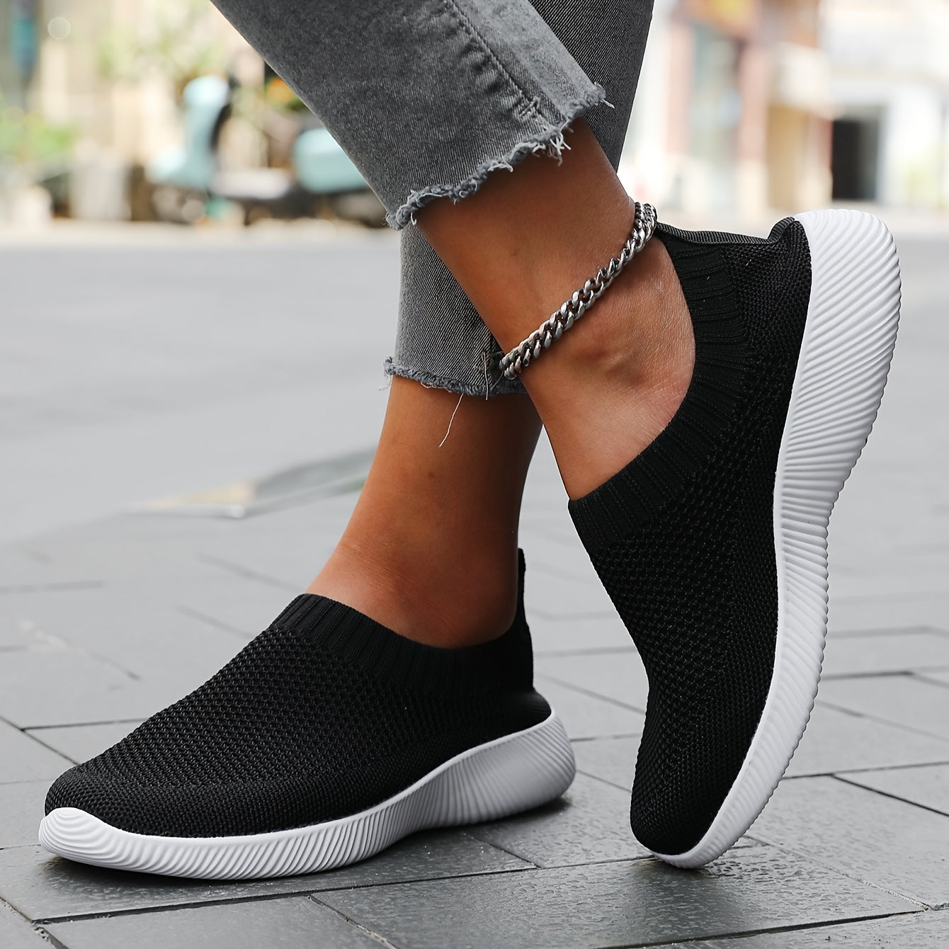 Women’s Breathable Knit Slip-On Sneakers Lightweight EVA All-Season Casual Shoes