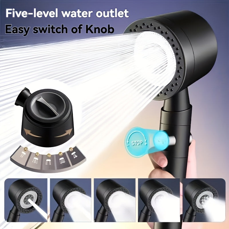 5-Mode sozlanadigan qo‘l showerhead filtri bilan, polish qilingan yakuniy qoplama, butun tanani his qilish
