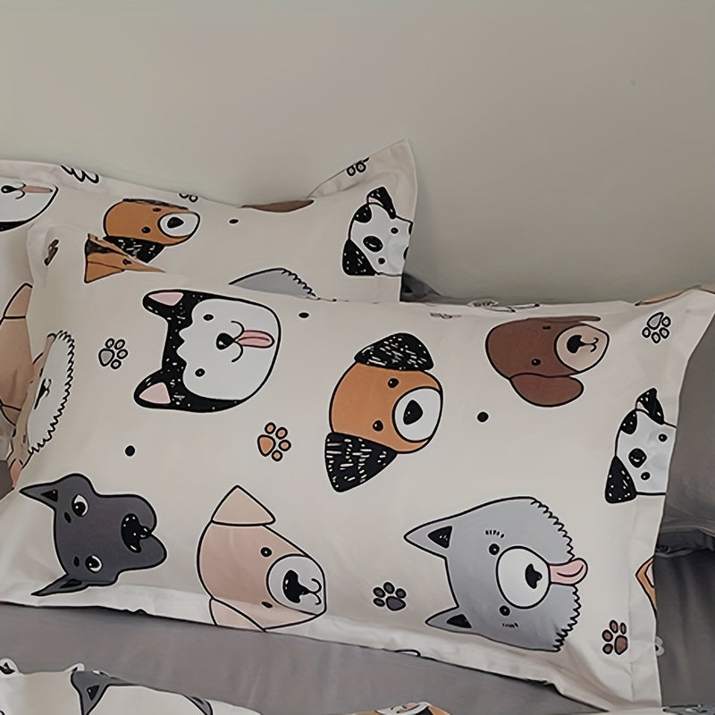 Cartoon Dog Printed Pillowcase Microfiber Digital Print Bedroom Decor