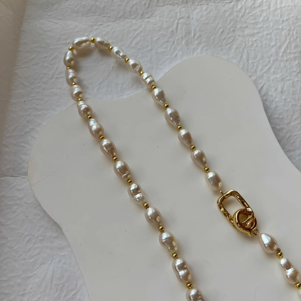 Freshwater Pearl Necklace Beaded Choker Elegant Jewelry for Daily and Travel Use
