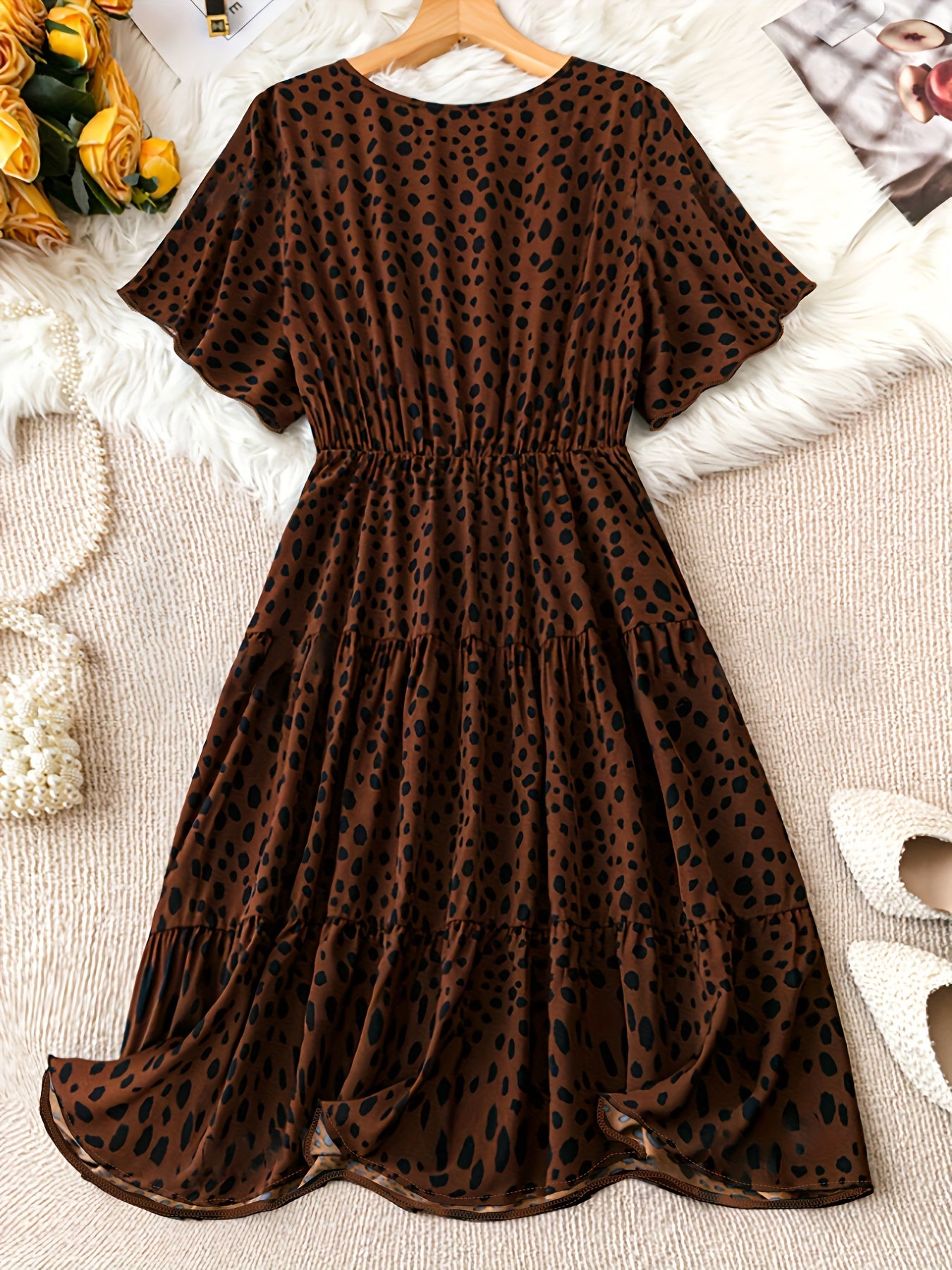 Платье большого размера с горошком и бабочковым рукавом для женщин