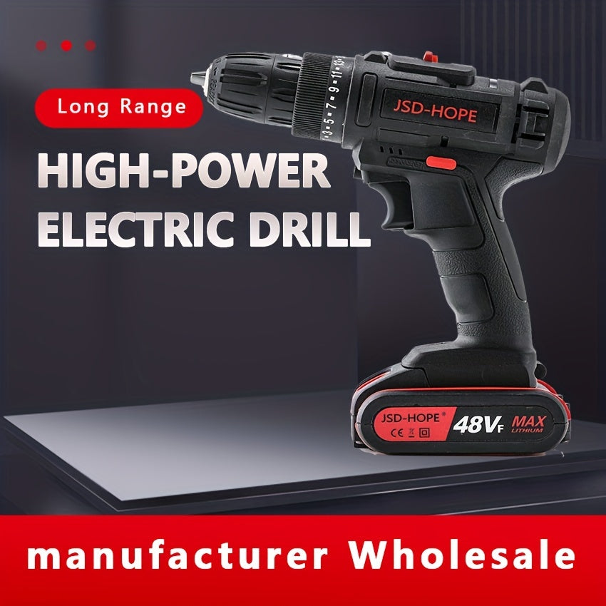 Cordless Mini Hand Drill Set 48V Lithium-Ion with LED Work Light and Type C Charger