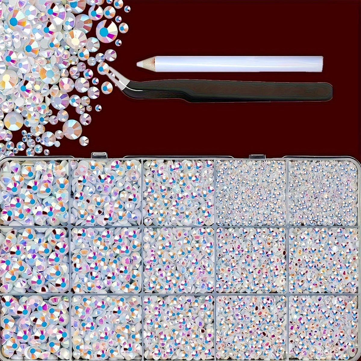 16,000 Flatback Crystal Gems Set 2-6mm for DIY Crafts Clothing Embellishments