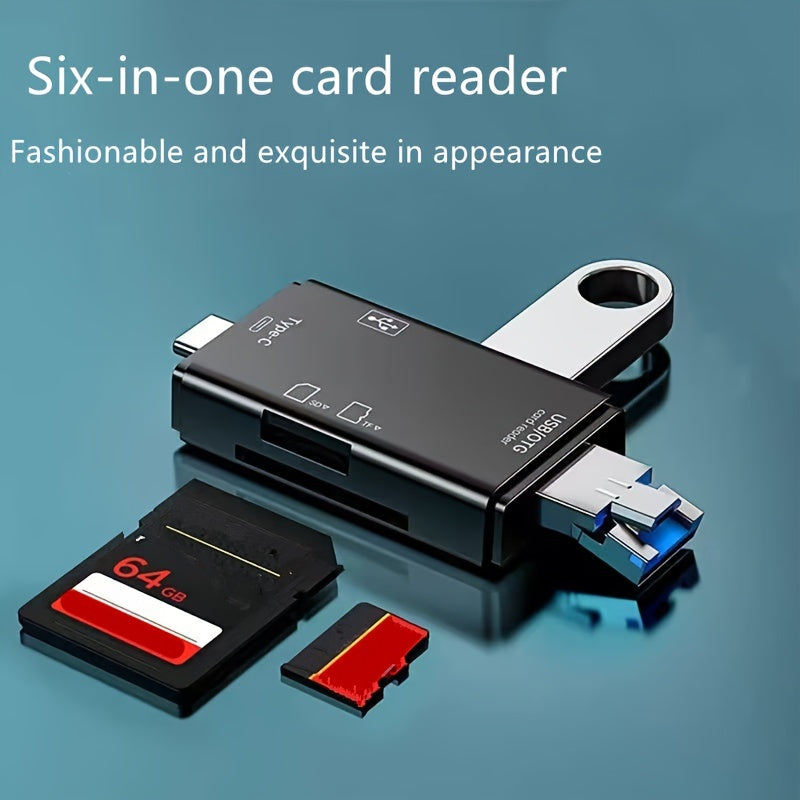 Multi-Functional 6-in-1 OTG Card Reader Adapter for SD TF USB Flash Drive