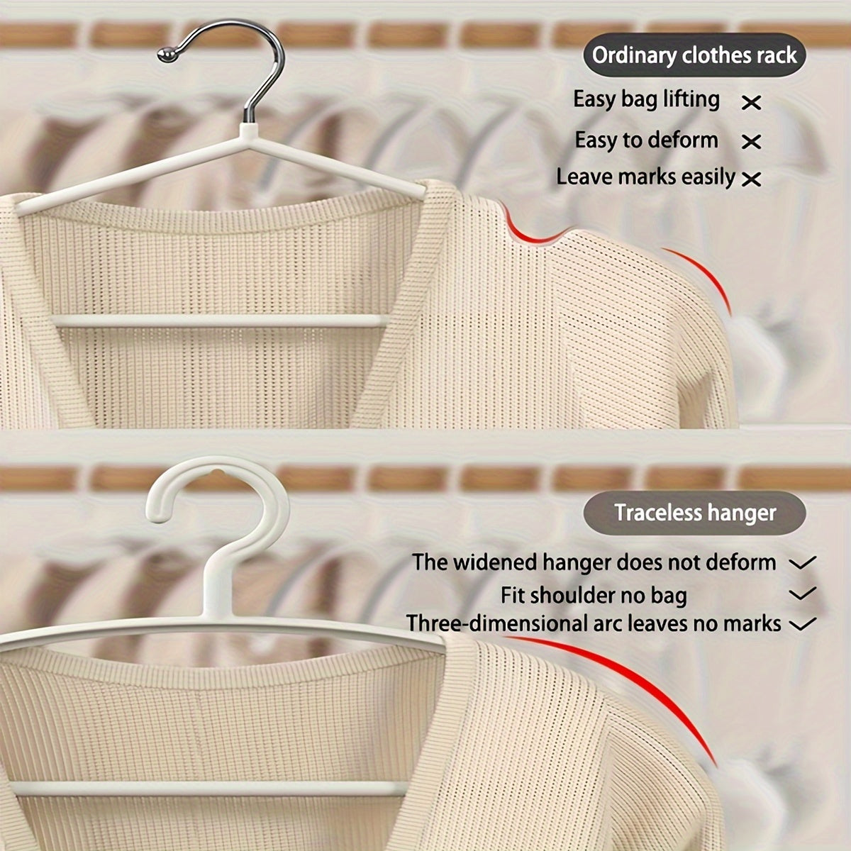 24-Pack White Plastic Clothes Hangers Non-Slip Wide Shoulder Space-Saving Heavy-Duty