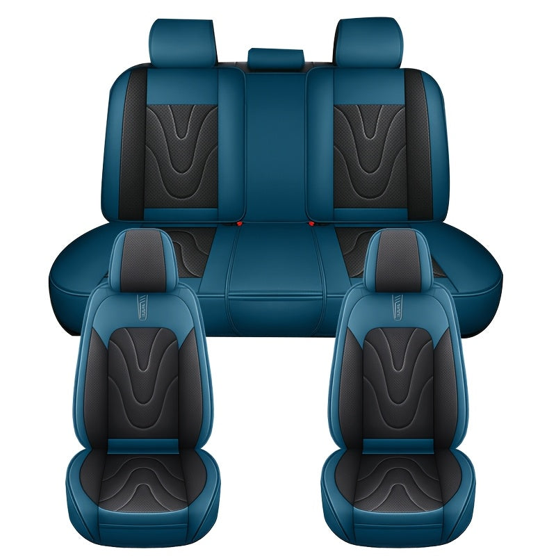 Fundas de asientos de coche de cuero sintético de cinco plazas, durabilidad en todas las estaciones, cobertura completa