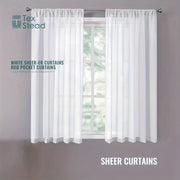 Juego de 2 cortinas de cocina semi-translúcidas con textura de lino blancas para cafetería, sala de estar y dormitorio