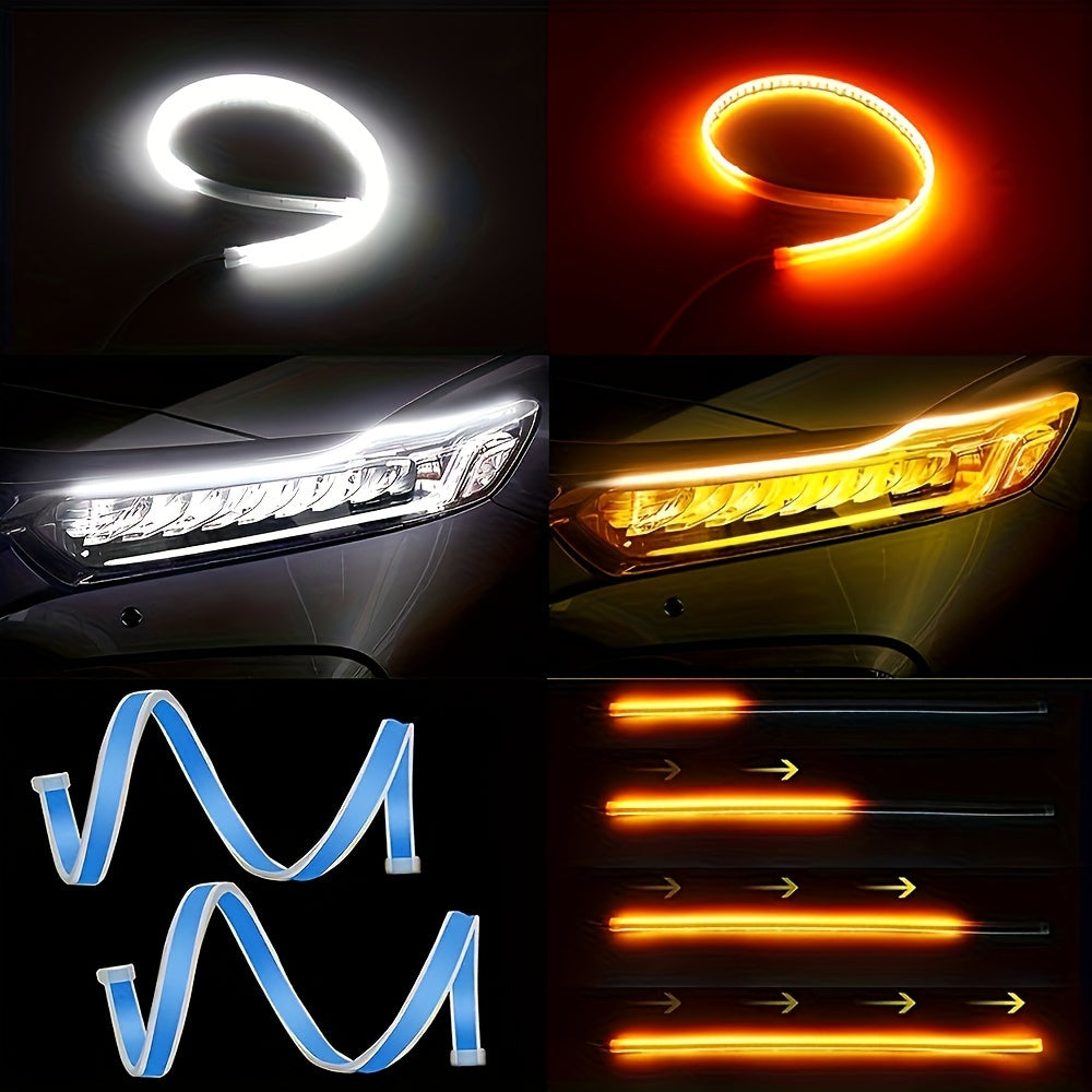 Car LED Daytime Running Lights 12V Yellow Sequential Turn Signal Pair