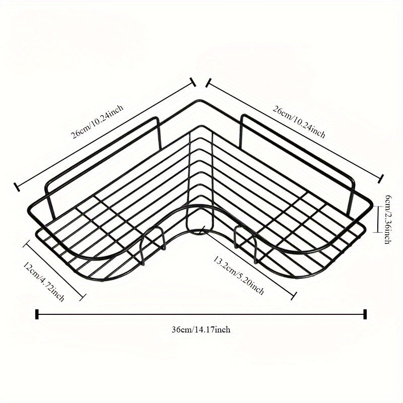 Estante de esquina para baño con montaje adhesivo, almacenamiento duradero para artículos de tocador