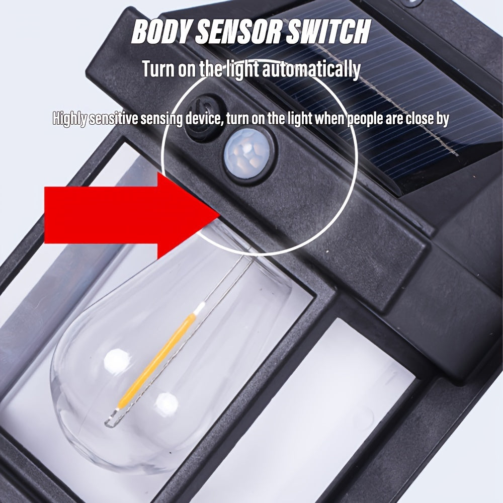 Set of 2 Solar Motion Sensor Outdoor Wall Lights IP44 Dimmable for Patio Porch Deck