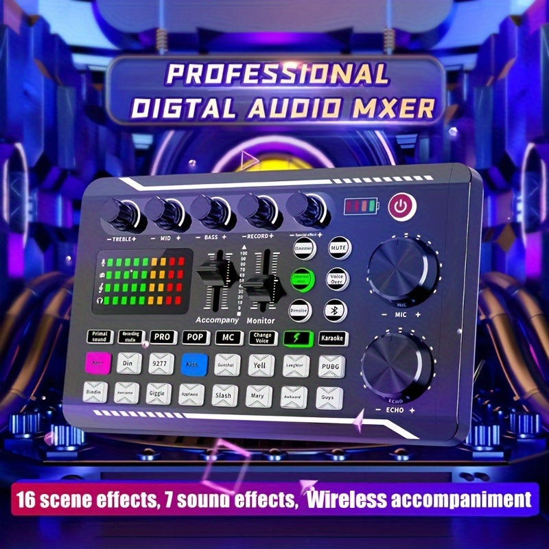 USB Live Sound Card Audio Interface with Voice Changer and DJ Effects for Streaming Podcasting Gaming