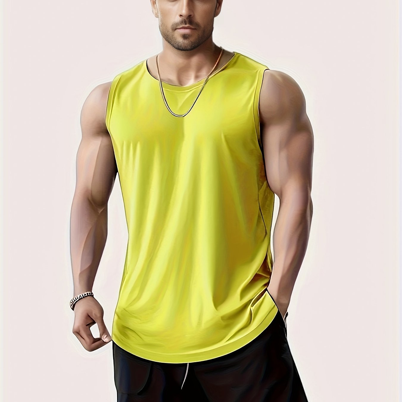Men's Plus Size Sleeveless Tank Top for Running Training and Workouts Quick-Dry Breathable Polyester