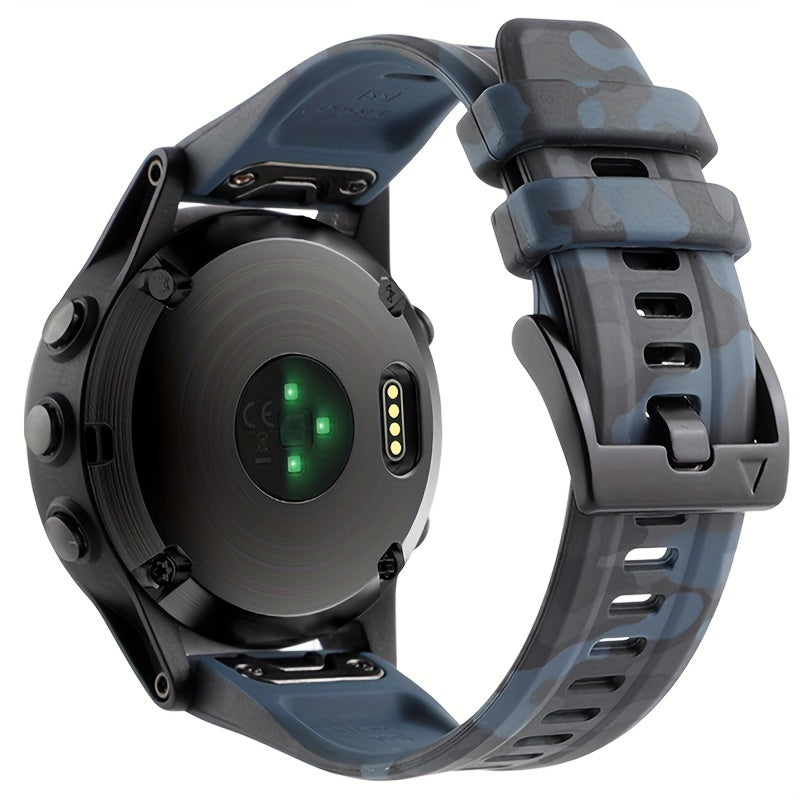 Sevimli tanlov: Garmin Fenix 5, 5X Plus, 6, 6X Pro, 7, 7X, Forerunner 945, 935, Instinct 2X uchun 26mm/22mm o'lchamdagi mustahkam silikon tez chiqarish sport tasmasi - Qulflovchi bilan aqlli soat bilaguzuk.