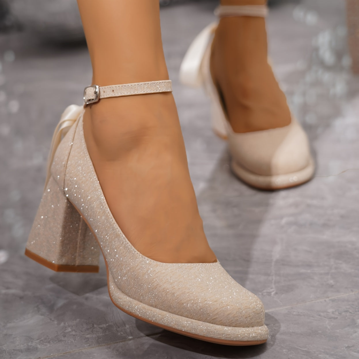 Ayollar uchun fransuz ilhomlantirgan Mary Jane poyabzal, qalin tagli, dumaloq burchakli, qora