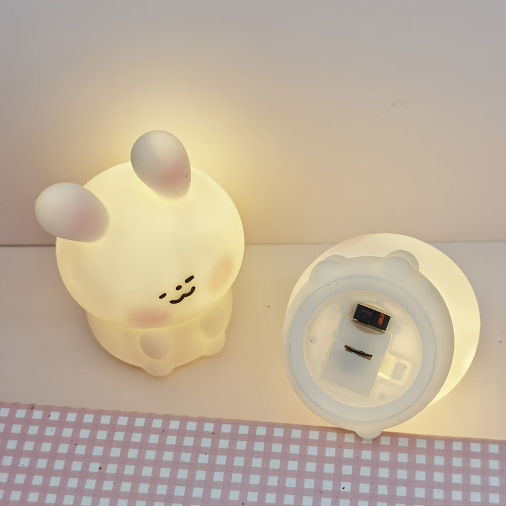 Figurita decorativa luminosa Blush Rabbit para escritorio, de PVC blanco, alimentada por batería