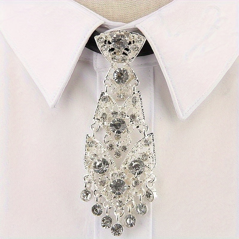 Unisex Rhinestone Embellished Tie for Formal Events Wedding Accessories