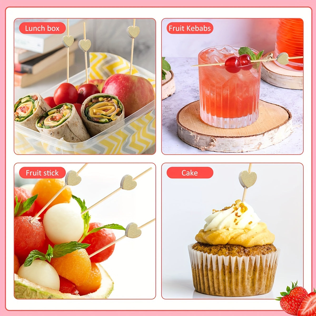 Assorted Bamboo and Chrome Gold Toothpicks and Skewers for Appetizers 11.94 cm