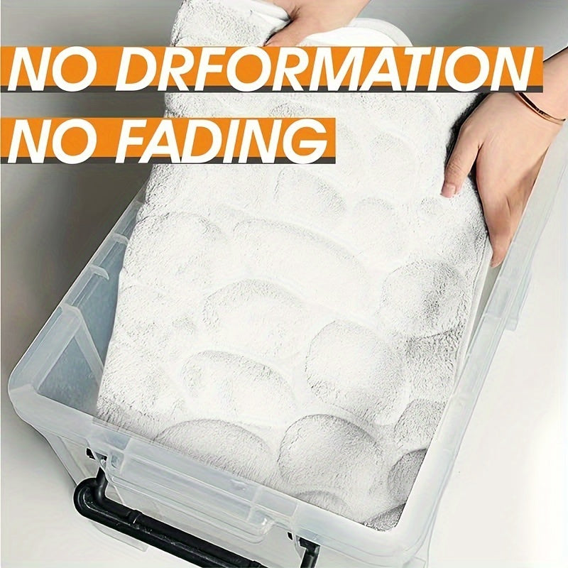 Alfombra de baño con relieve de piedra de guisante, antideslizante, absorbente y lavable