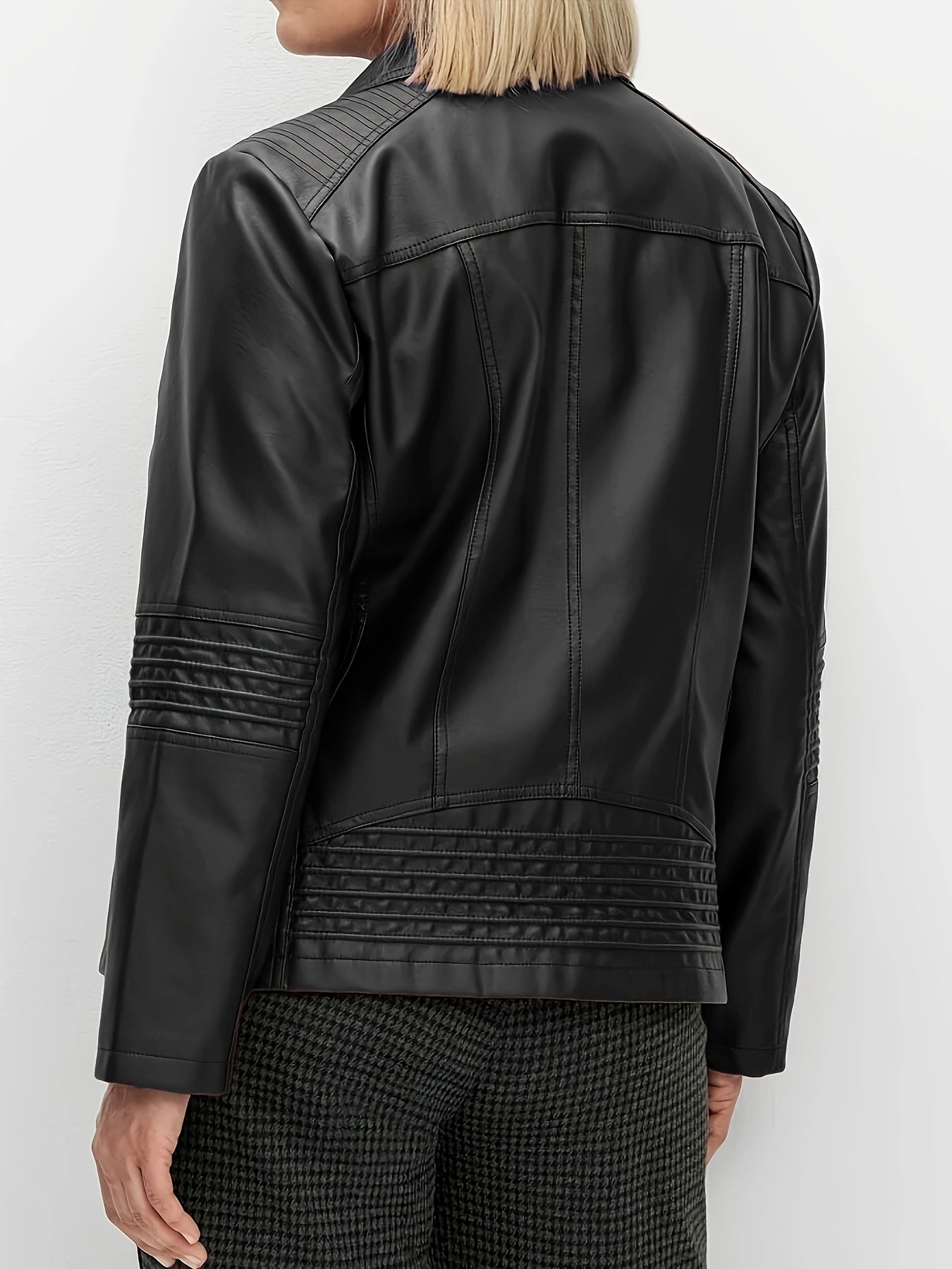 Women's Lightweight Beige Polyester Jacket with Zip-Up Front Pockets and Lapel Collar for Spring Fall Casual Wear