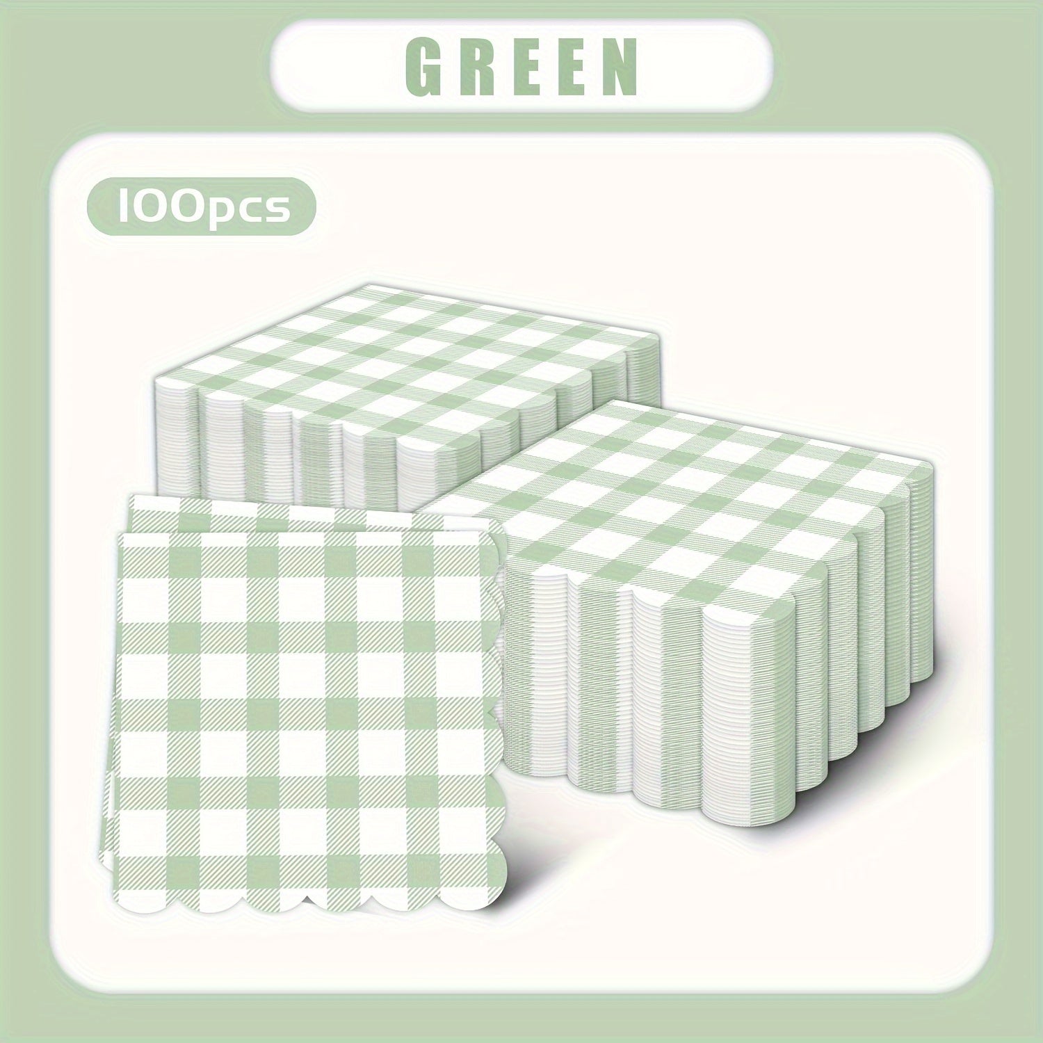 Servilletas desechables de cuadros verdes de 12.7cm para fiestas de verano, picnics y eventos