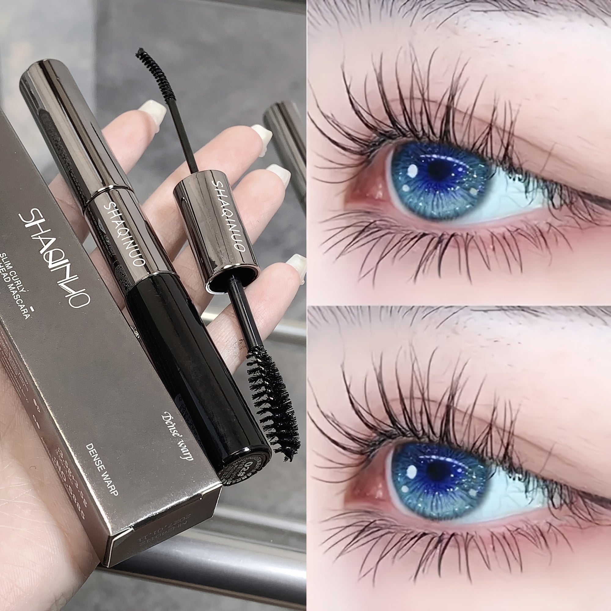 Women Waterproof Double-Head Mascara Volumizing Lengthening Curling Black