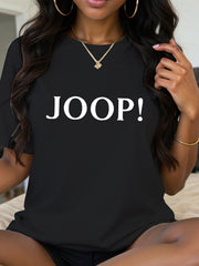 Women's Graphic Print T-Shirt Casual Short Sleeve Oversized Black White Letters