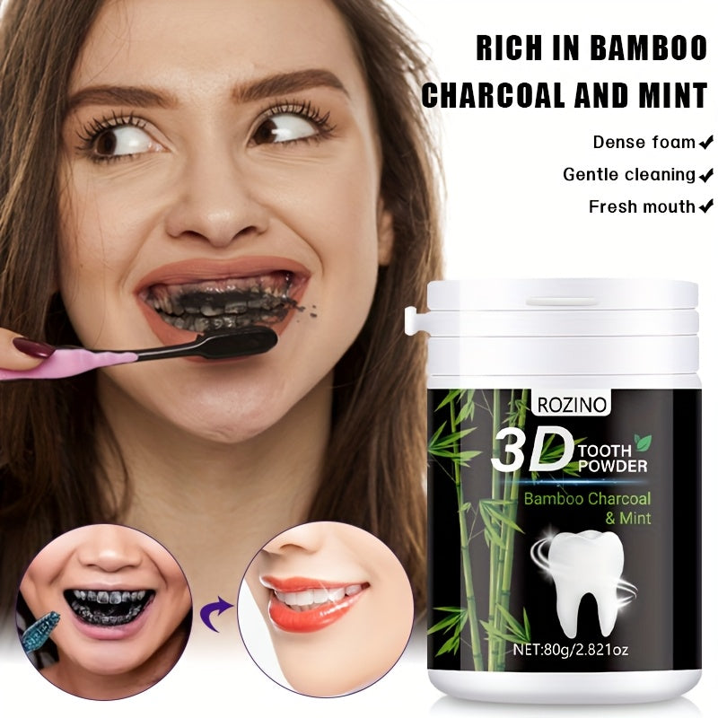 Men Women Natural Bamboo Charcoal Mint Tooth Powder Deep Clean Whitening