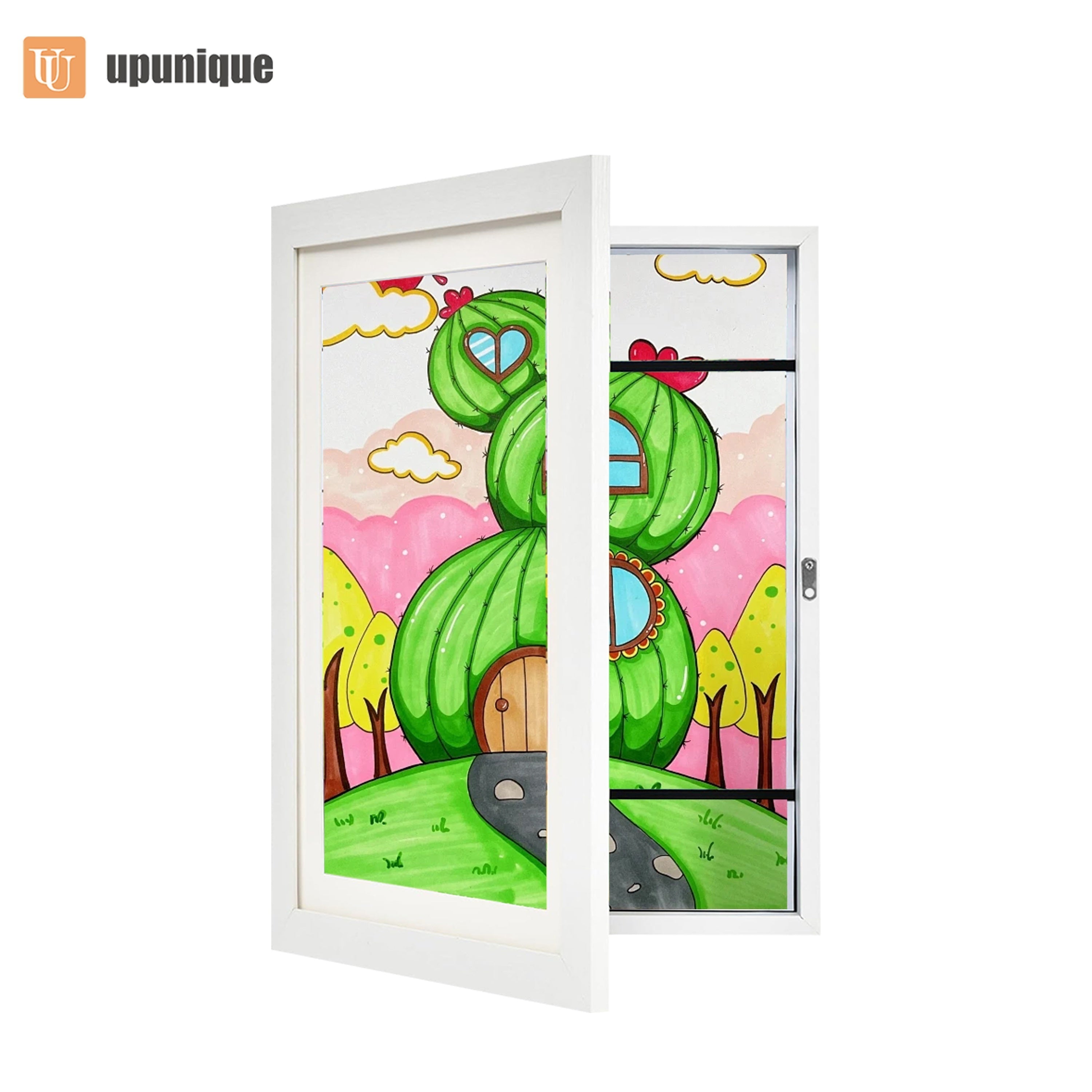 Kids Wooden Magnetic Picture Frame for Drawings and Schoolwork, Vertical, Lightweight