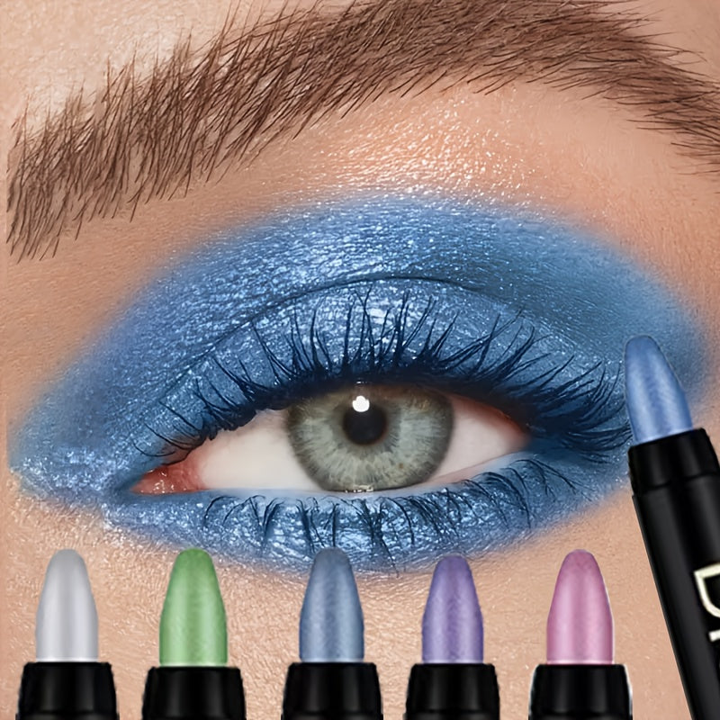 Women Waterproof Eye Shadow Stick with Rainbow Shimmer Long-Lasting Brightener