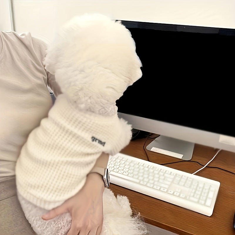 Suéter de punto para mascotas pequeñas con patrón de cuadrícula de piña en varios colores