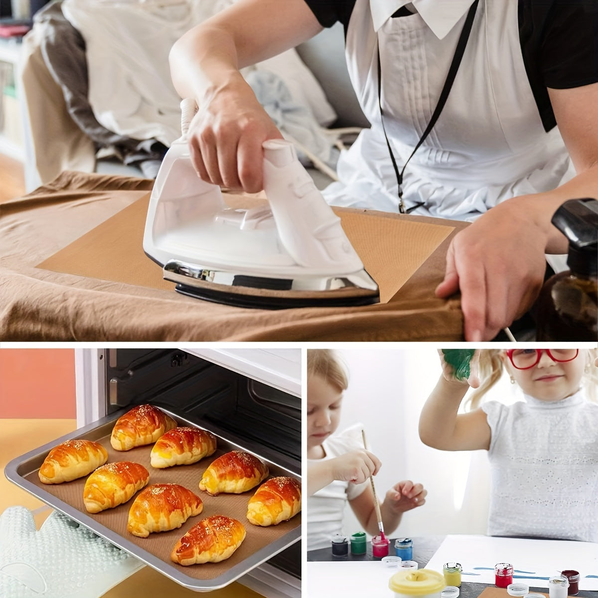 1/3 dona Katta 13"x15.75" Isitishga chidamli PTFE Listi pishirish va hunarmandchilik uchun, yopishmaydigan, qayta ishlatiladigan va yuviladigan.