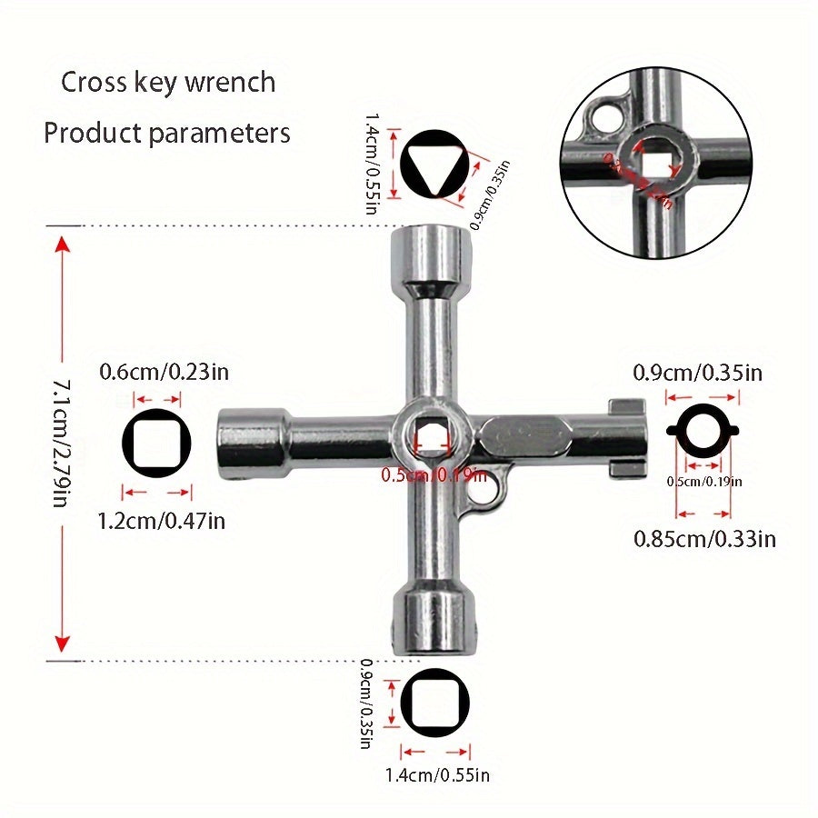Ko‘p funksiyali Zink alloydan tayyorlangan X-kalit, suv o'tkazmaydigan uchburchak kalit, kran uchun