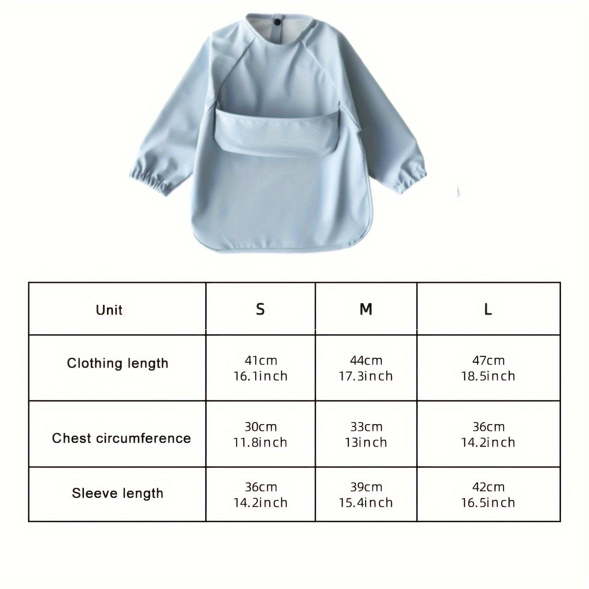 Long Sleeve Waterproof Reversible Bib for Kids with Soft PU Material and Easy Cleaning