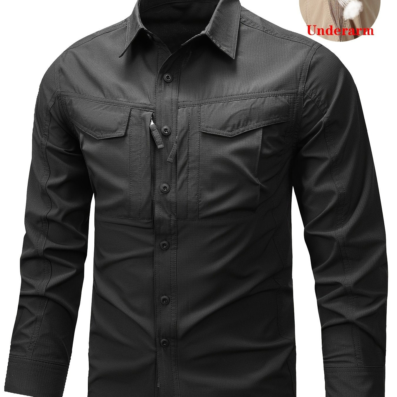 Men's Quick-Drying Combat Shirt with Ventilation Holes and Multiple Pockets