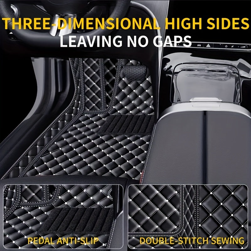 3-Piece Faux Leather Car Floor Mats Set All-Weather Protection Durable Auto Mats