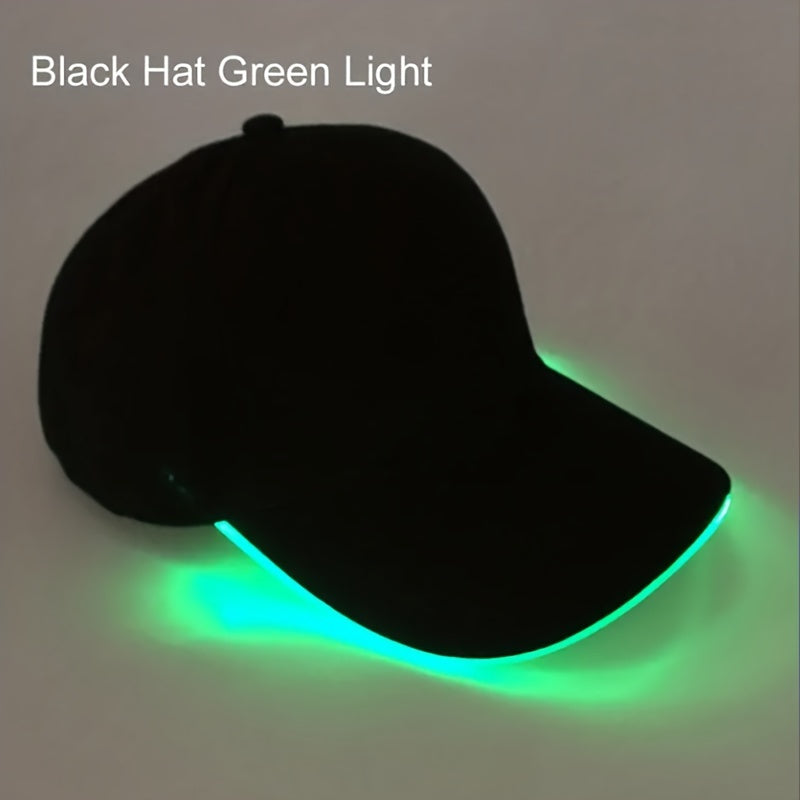 Gorra de béisbol con luz LED para fiestas y eventos. Baterías incluidas