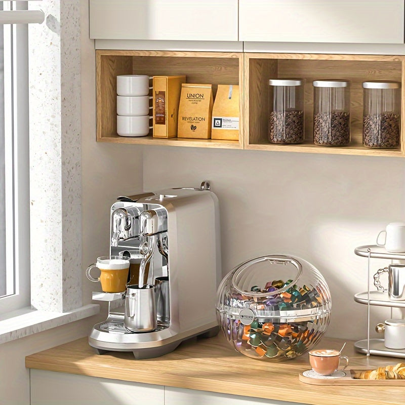 Oval Coffee Pod Holder Transparent Plastic Storage Container with Lid