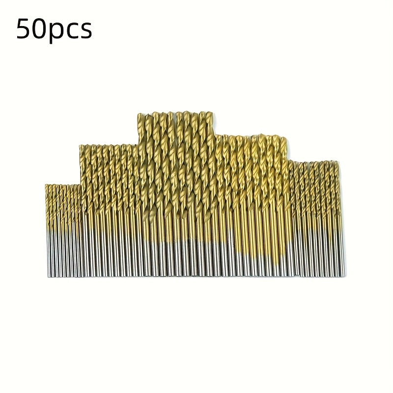 50pcs Titanium Coated High-Speed Steel Drill Bit Set for Metal Wood Plastic