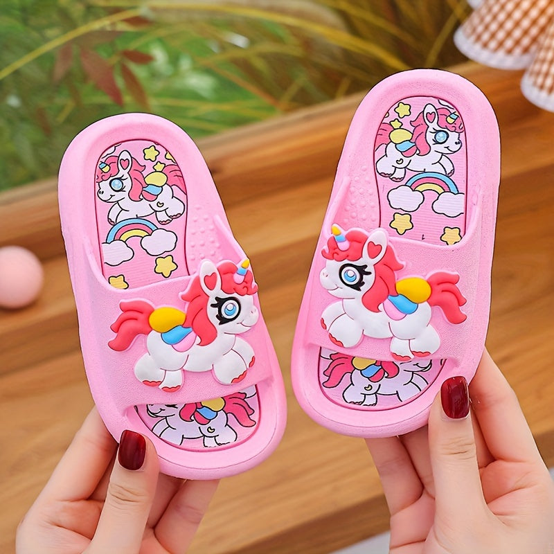 Girls Open Toe Slippers with Breathable PVC Material Non-Slip Indoor Casual Shoes